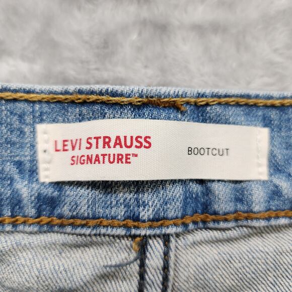 Levi Strauss Signature Jeans Mens W34 L34 Blue Bootcut Stretch Casual Western - Picture 7 of 15